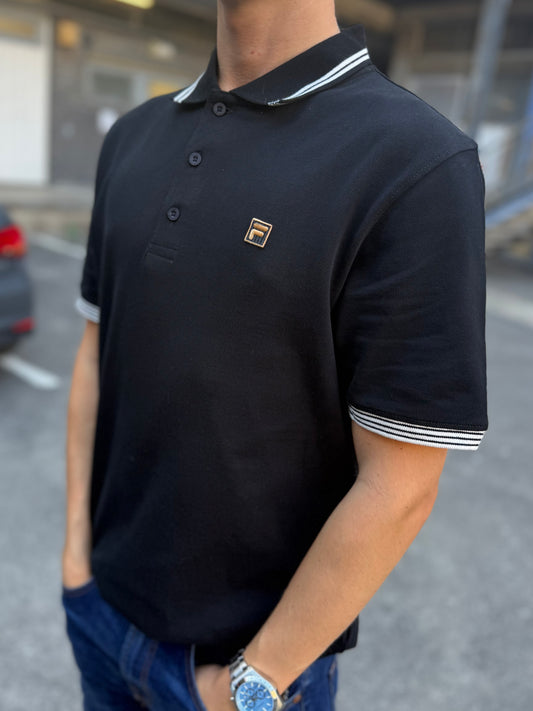Fila Gold Soren Polo With Tipping in Black