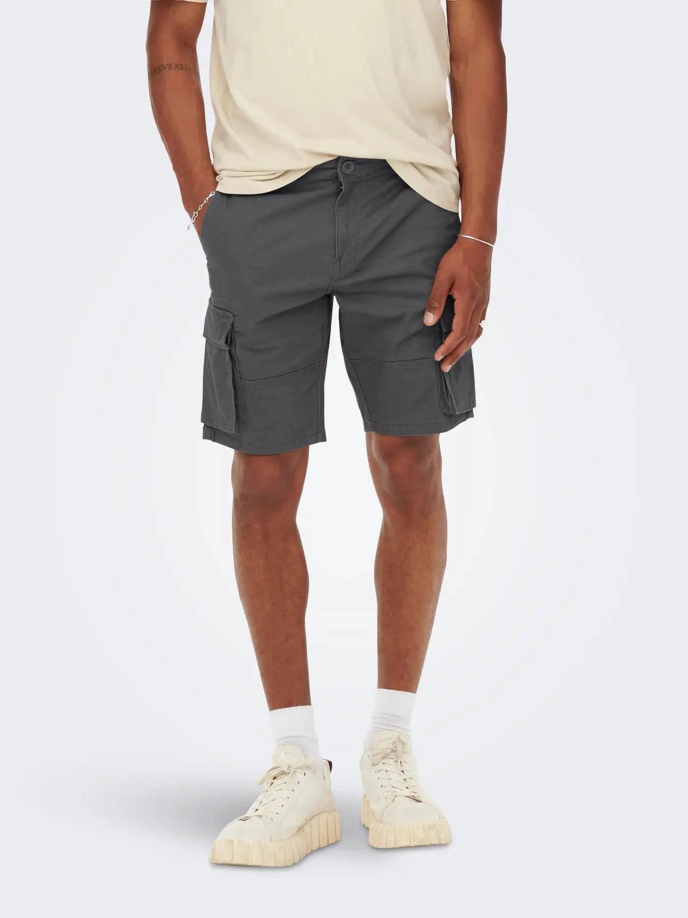 Only & Sons Cargo Shorts in Grey - RD1 Clothing