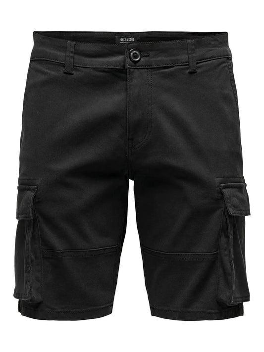 Only & Sons Cargo Shorts in Black - RD1 Clothing