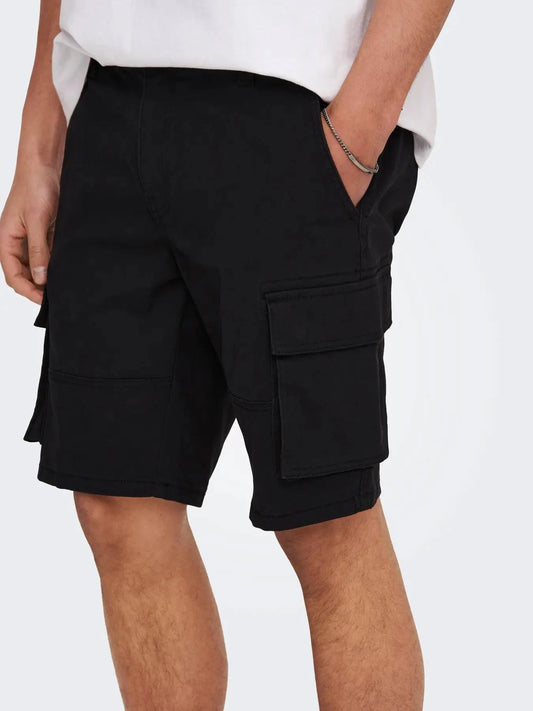 Only & Sons Cargo Shorts in Black - RD1 Clothing
