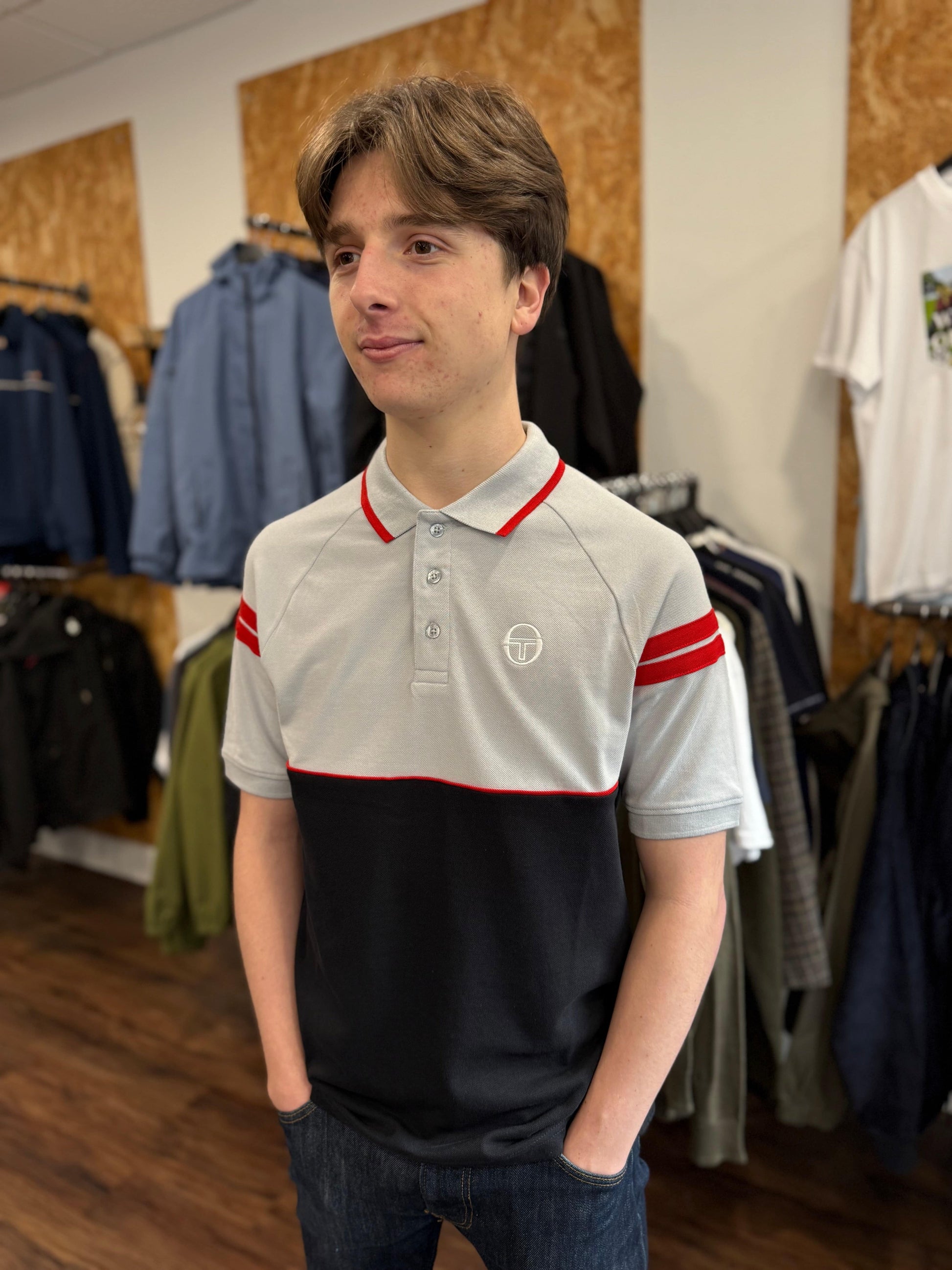 Sergio Tacchini Cambio Polo Grey/Black/Red - RD1 Clothing