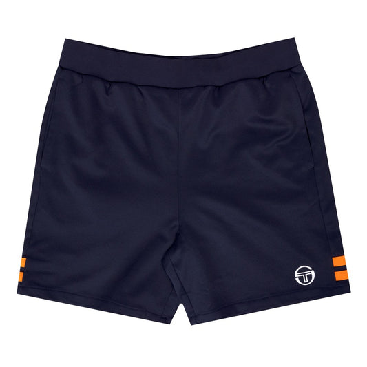 Sergio Tacchini New Orion Shorts in maritime blue and orange pepper, lightweight athletic shorts with a sporty design.