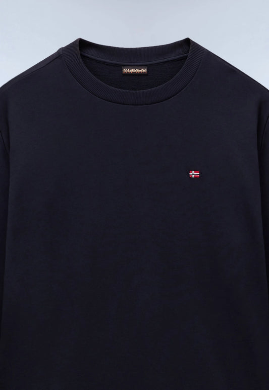 Napapijri Balis Crew Marine, men's casual sweatshirt in navy blue, featuring the brand logo on the chest.