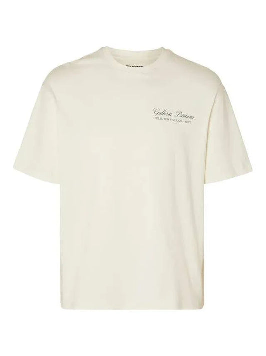 Selected Homme Gib Print Tee In Egret - RD1 Clothing