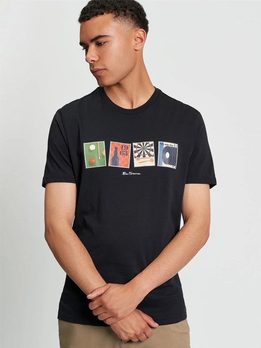 Black Ben Sherman Pub Sports T-Shirt by RD1 Clothing featuring casual design and breathable fabric.