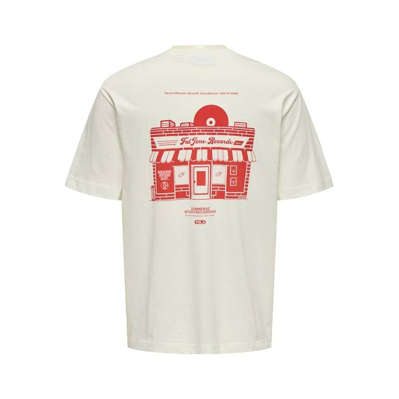 Only and Sons Onsrylan Rlx Record Prints T-shirt White - RD1 Clothing