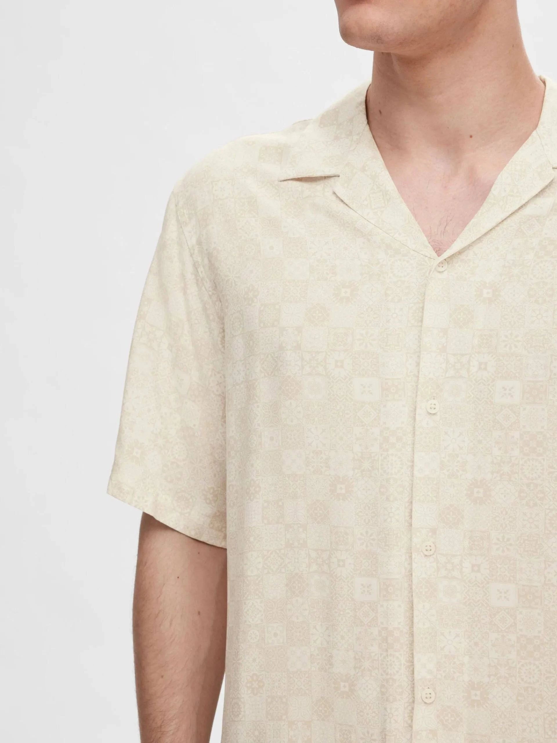 Selected Homme Vero Shirt In AOP Egret