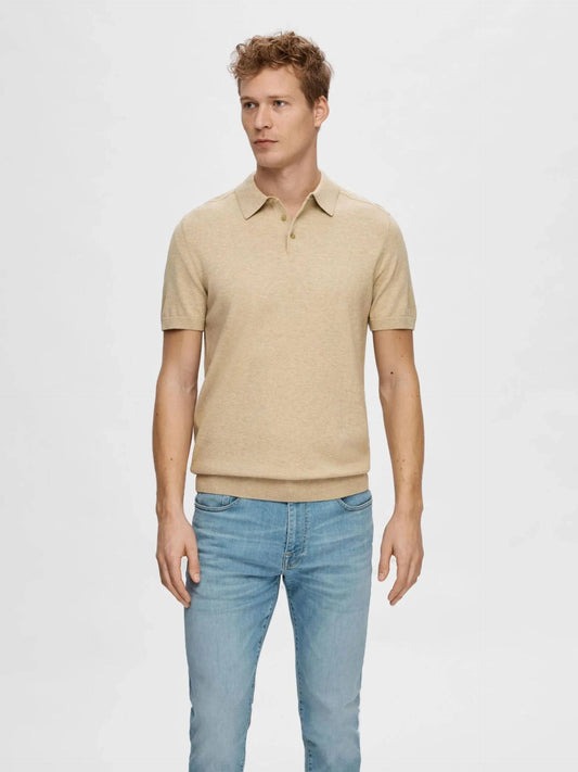 Selected Homme Berg SS Knit Polo In Kelp - RD1 Clothing