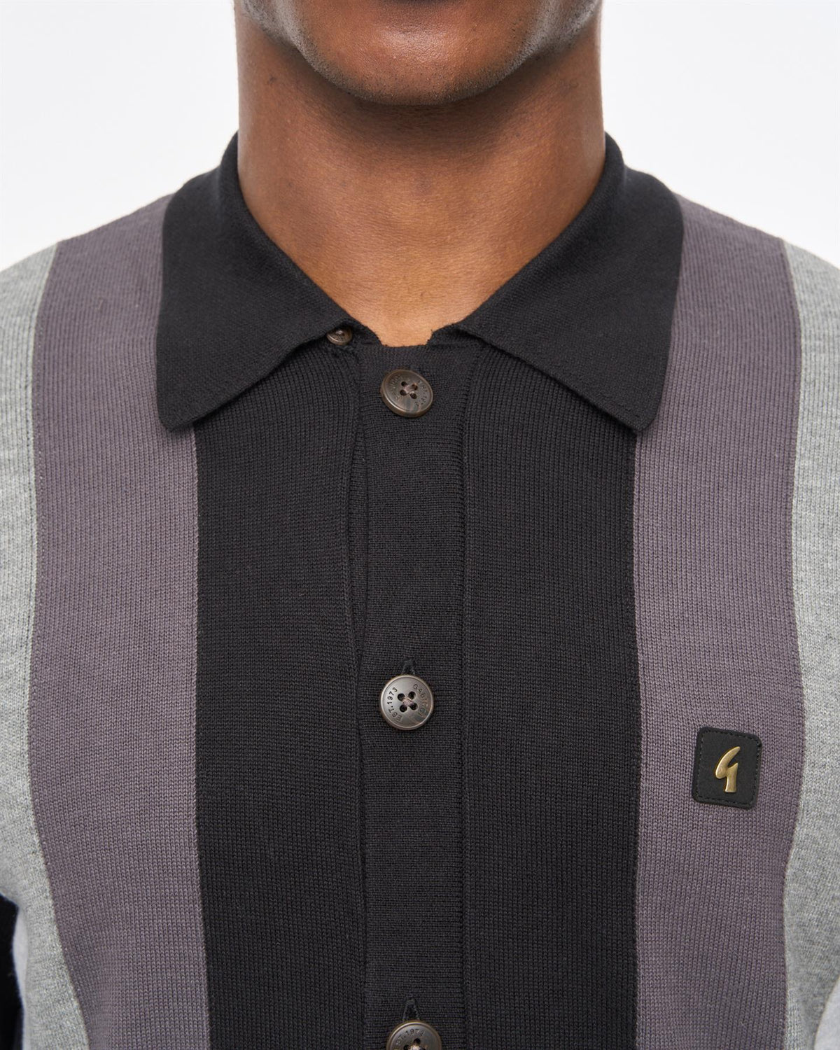Gabicci Vintage Pedro Knitted Longsleeve Polo Black