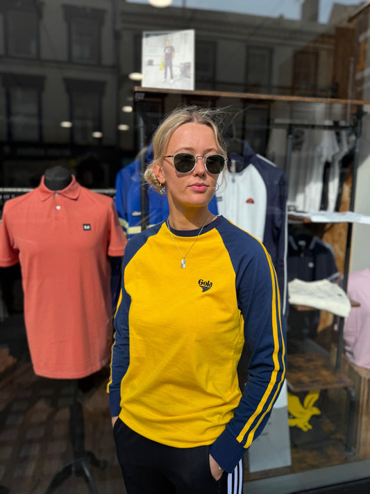 Gola Logo Print Long Sleeve Raglan T-Shirt Yellow/Navy - RD1 Clothing