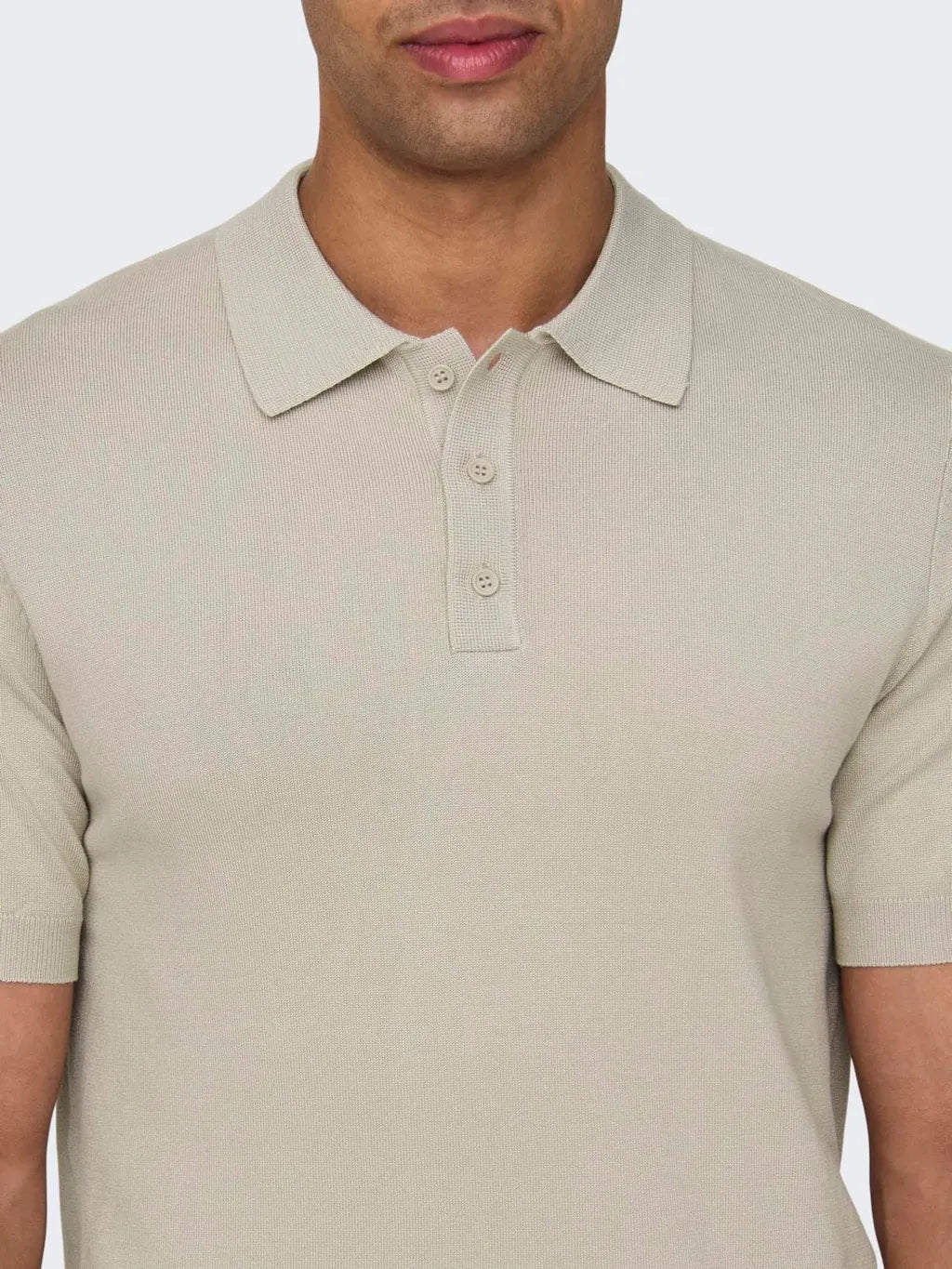 Only and Sons Knitted S/S Polo Beige