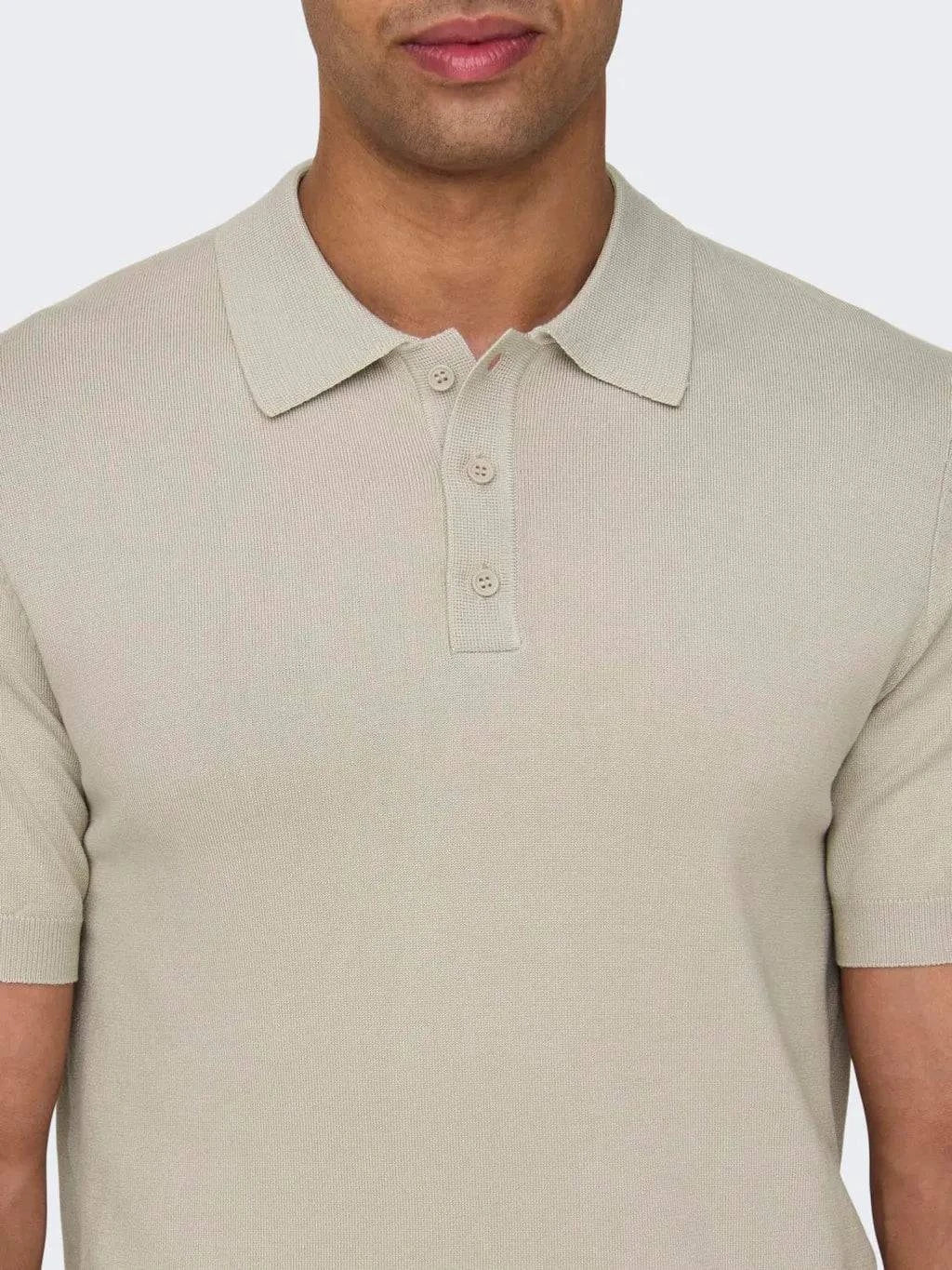 Only and Sons Knitted S/S Polo Beige - RD1 Clothing