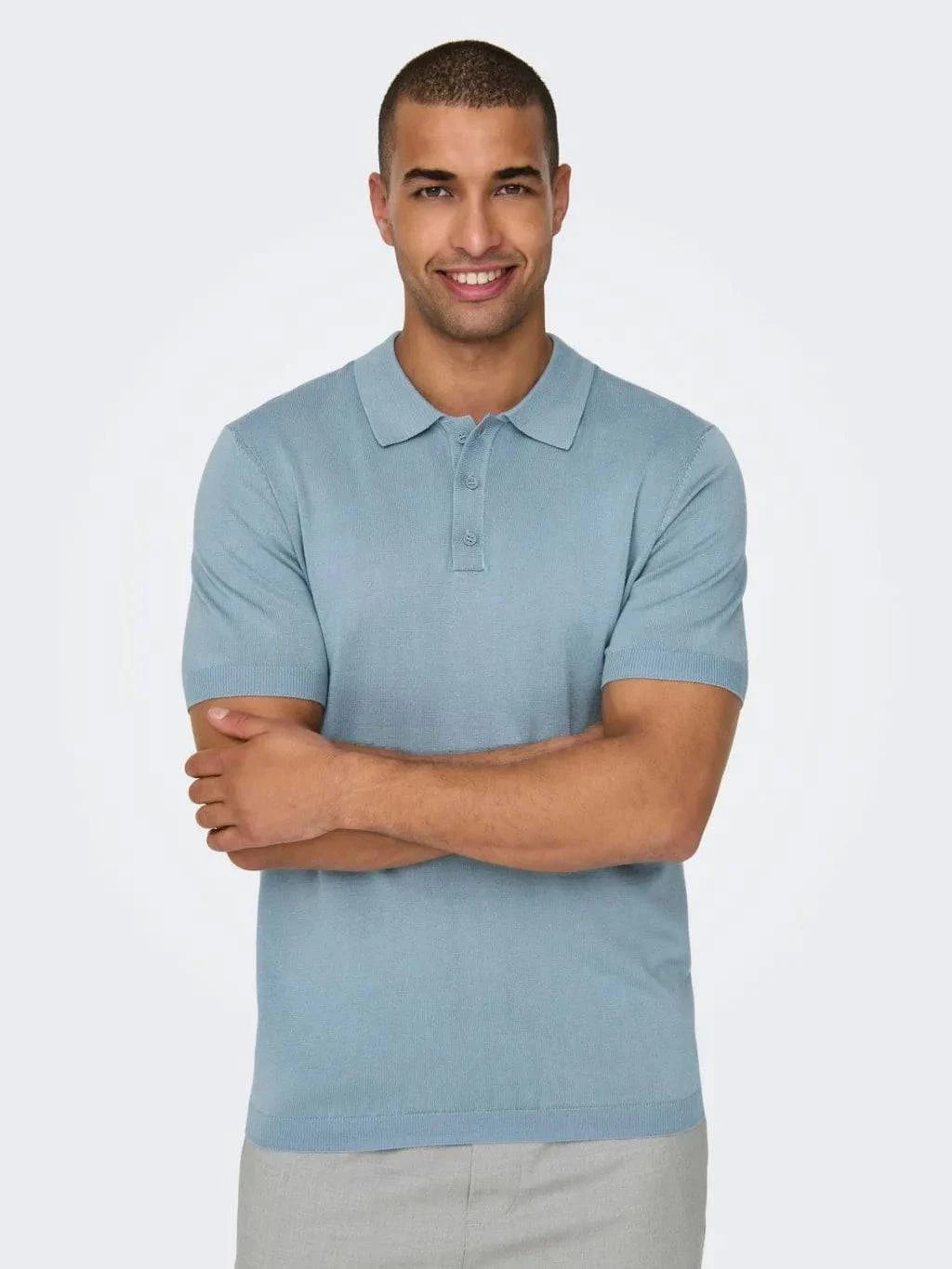 Only and Sons Knitted S/S Polo Sky - RD1 Clothing