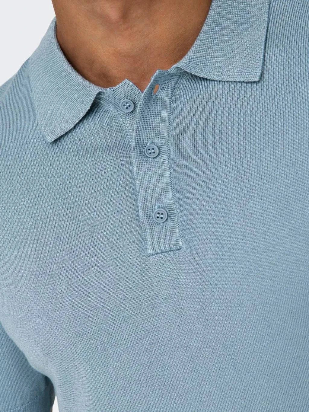 Only and Sons Knitted S/S Polo Sky - RD1 Clothing
