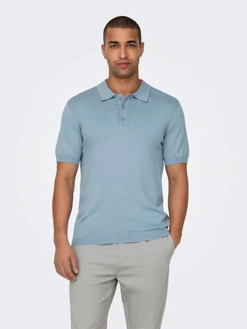 Only and Sons Knitted S/S Polo Sky - RD1 Clothing