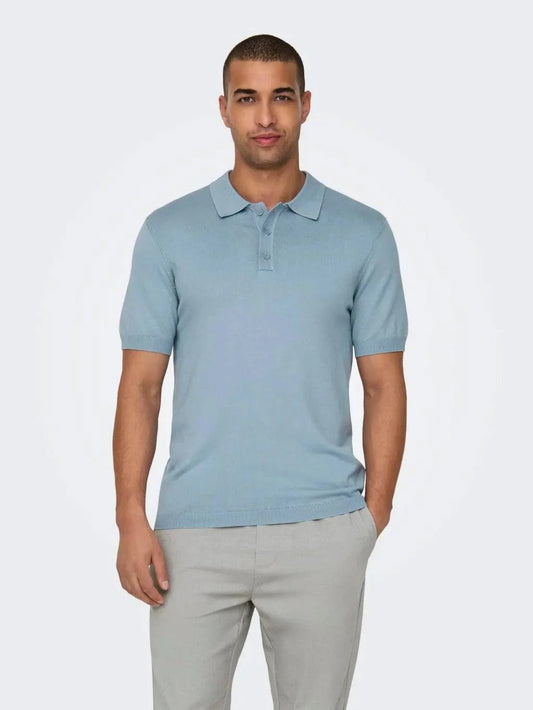 Only and Sons Knitted S/S Polo Sky - RD1 Clothing