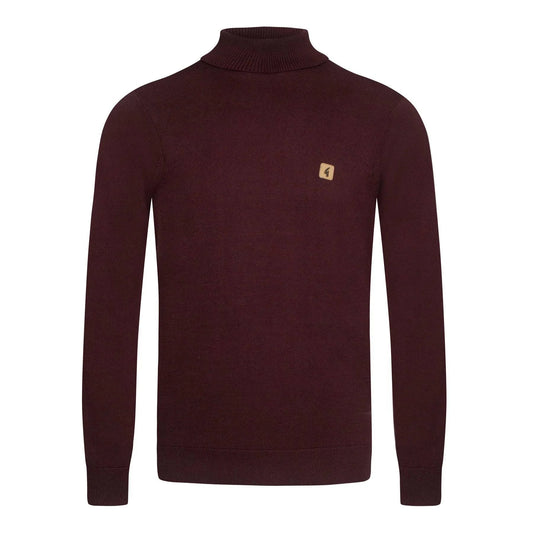 Gabicci Vintage Ricardo Knit Roll Jumper Neck Berry - RD1 Clothing