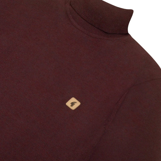Gabicci Vintage Ricardo Knit Roll Jumper Neck Berry - RD1 Clothing