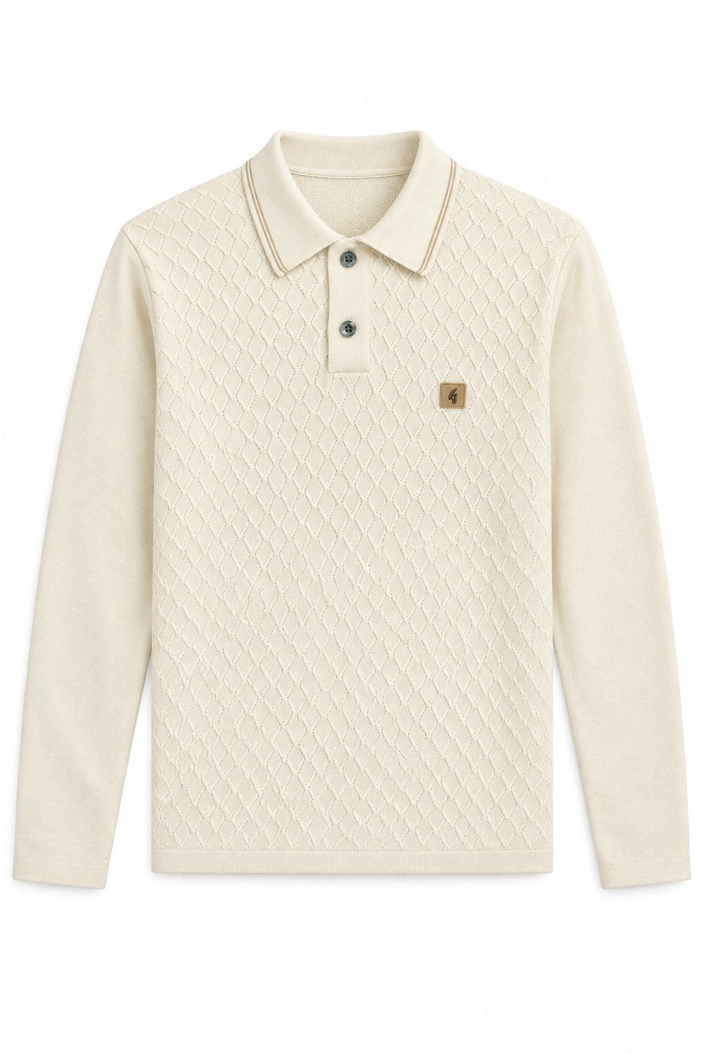 Gabicci Vintage Cambridge Knitted Long Sleeve Polo Cream