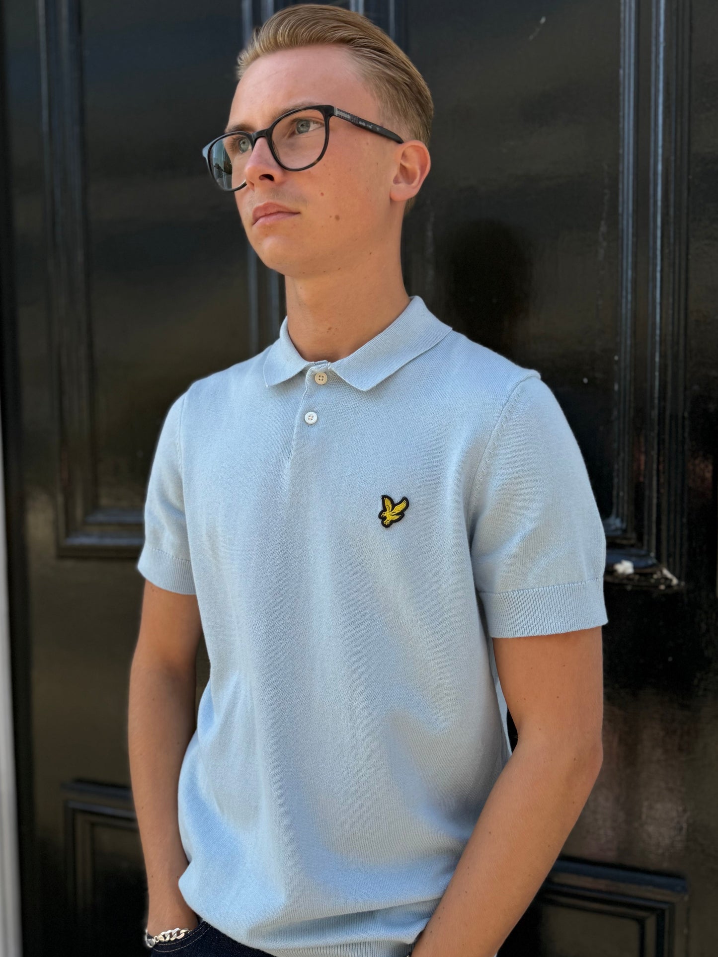 Lyle & Scott Short Sleeve Knitted Polo Opal Blue