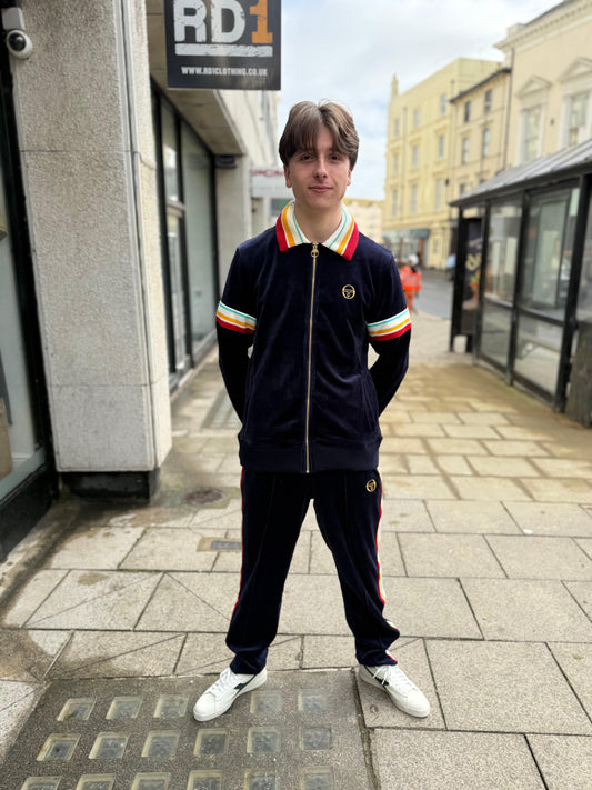 Sergio Tacchini Slice Velour Track Bottom Martime Blue/Gold - RD1 Clothing