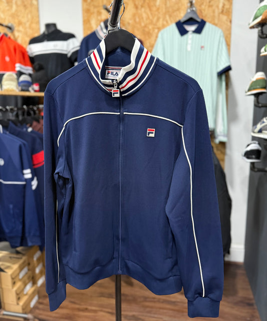 Fila Vintage Federico Tipped Neck Track Top Navy - RD1 Clothing