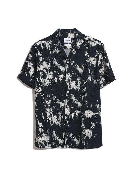 Farah Gabrielle SS Print Revere SS Shirt In True Navy - RD1 Clothing