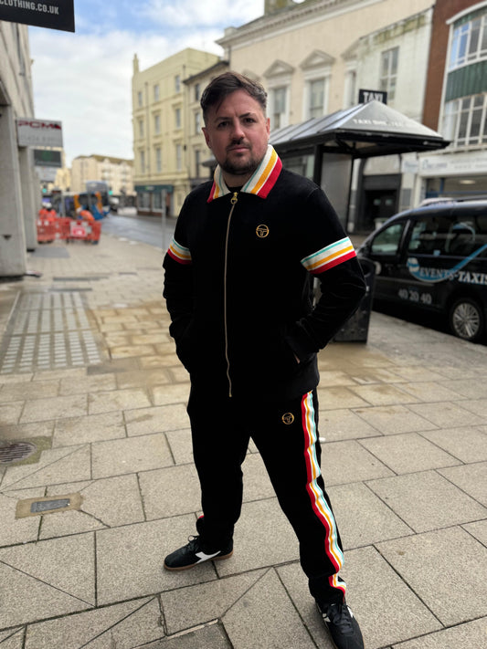 Sergio Tacchini Slice Velour Track Bottom Black - RD1 Clothing