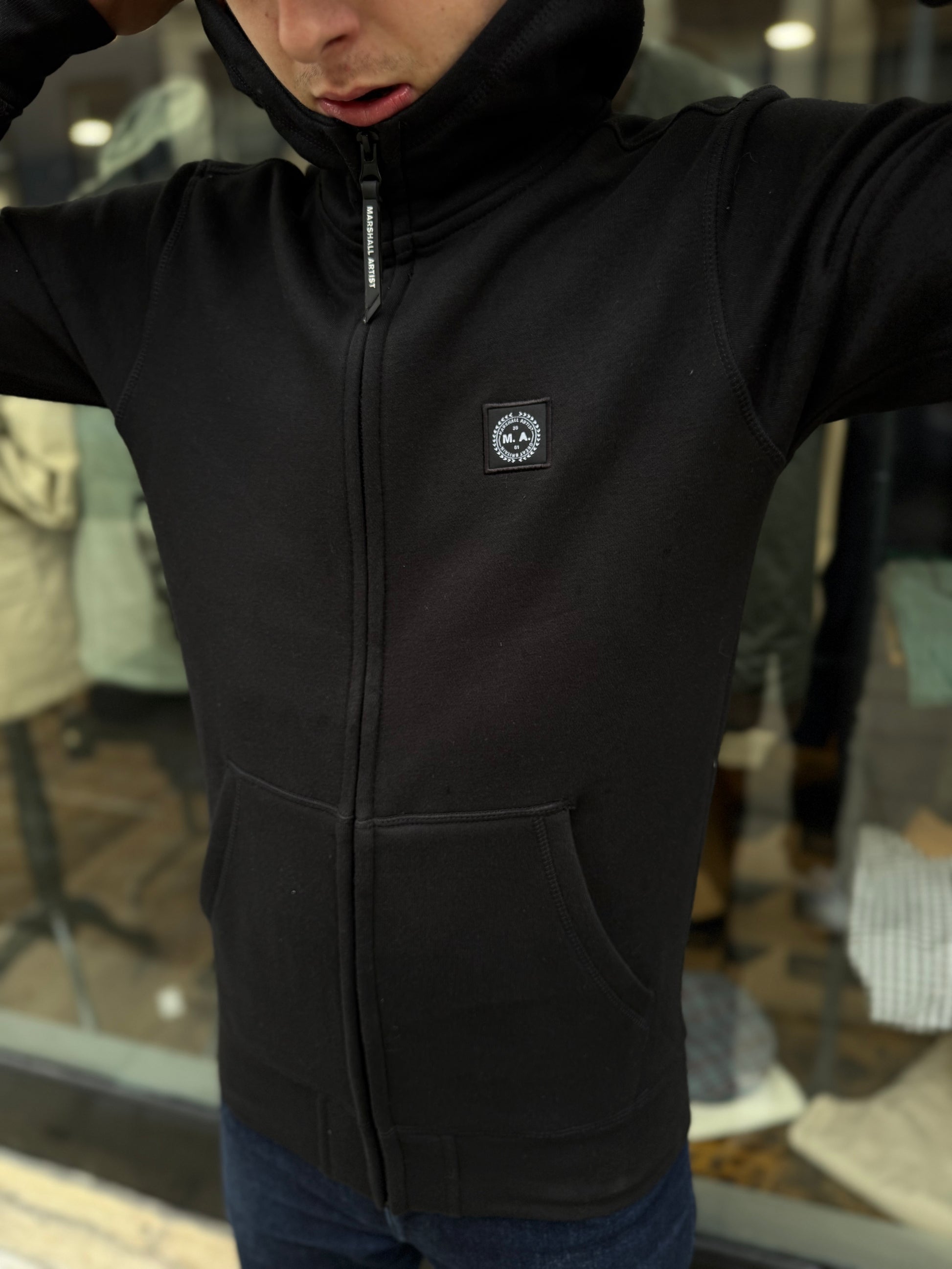 Marshall Artist Marchio Full Zip Hoodie Black - RD1 Clothing