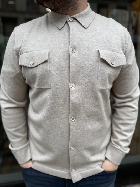 Arthur & Russell Button Through Overshirt Oatmeal - RD1 Clothing