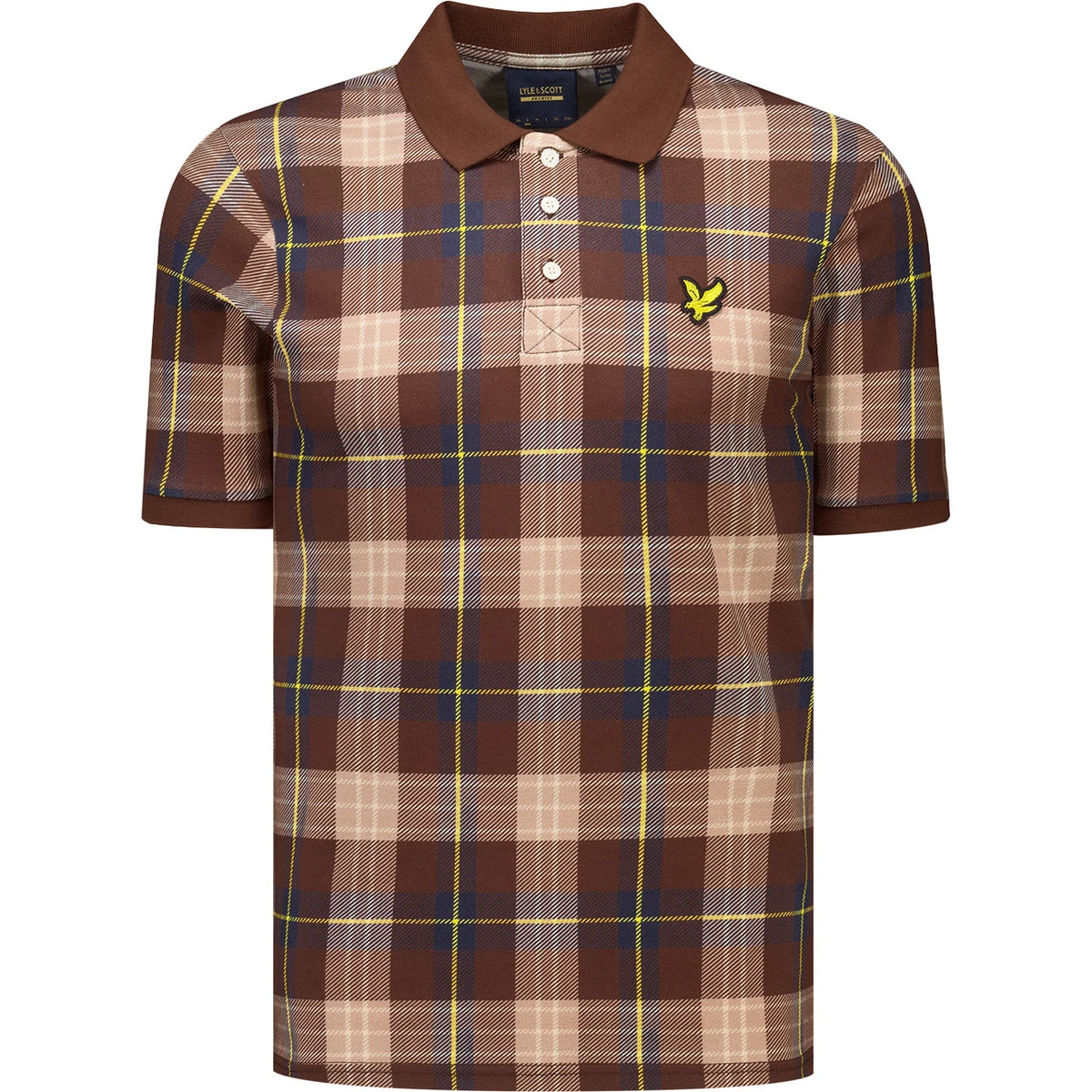 Lyle & Scott Archive All Over Tartan Polo Shirt Brown