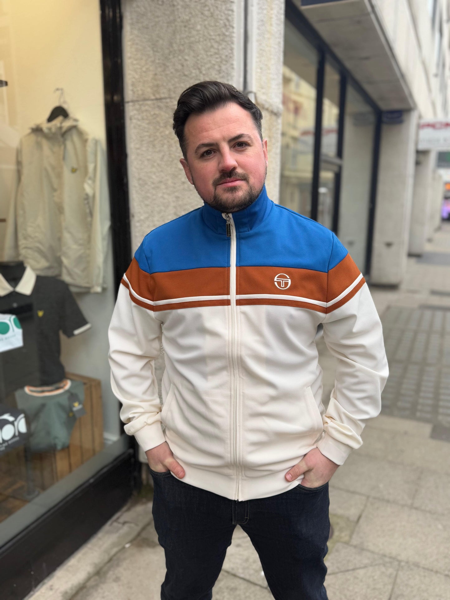 Sergio Tacchini Damarindo Track Top Nautical Blue/Gardenia/Mocha Bisque - RD1 Clothing