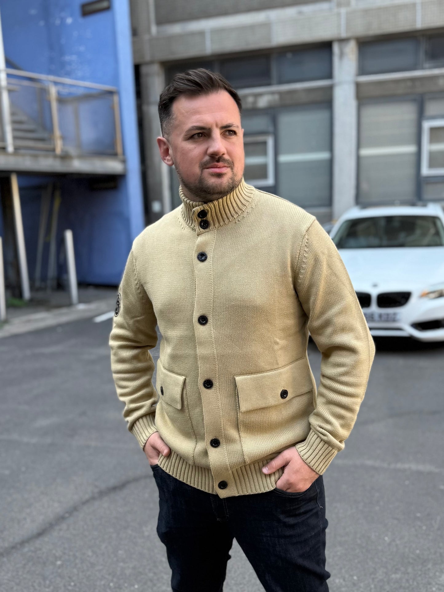 Pretty Green Temperance Funnel Neck Knitted Jumper Camel