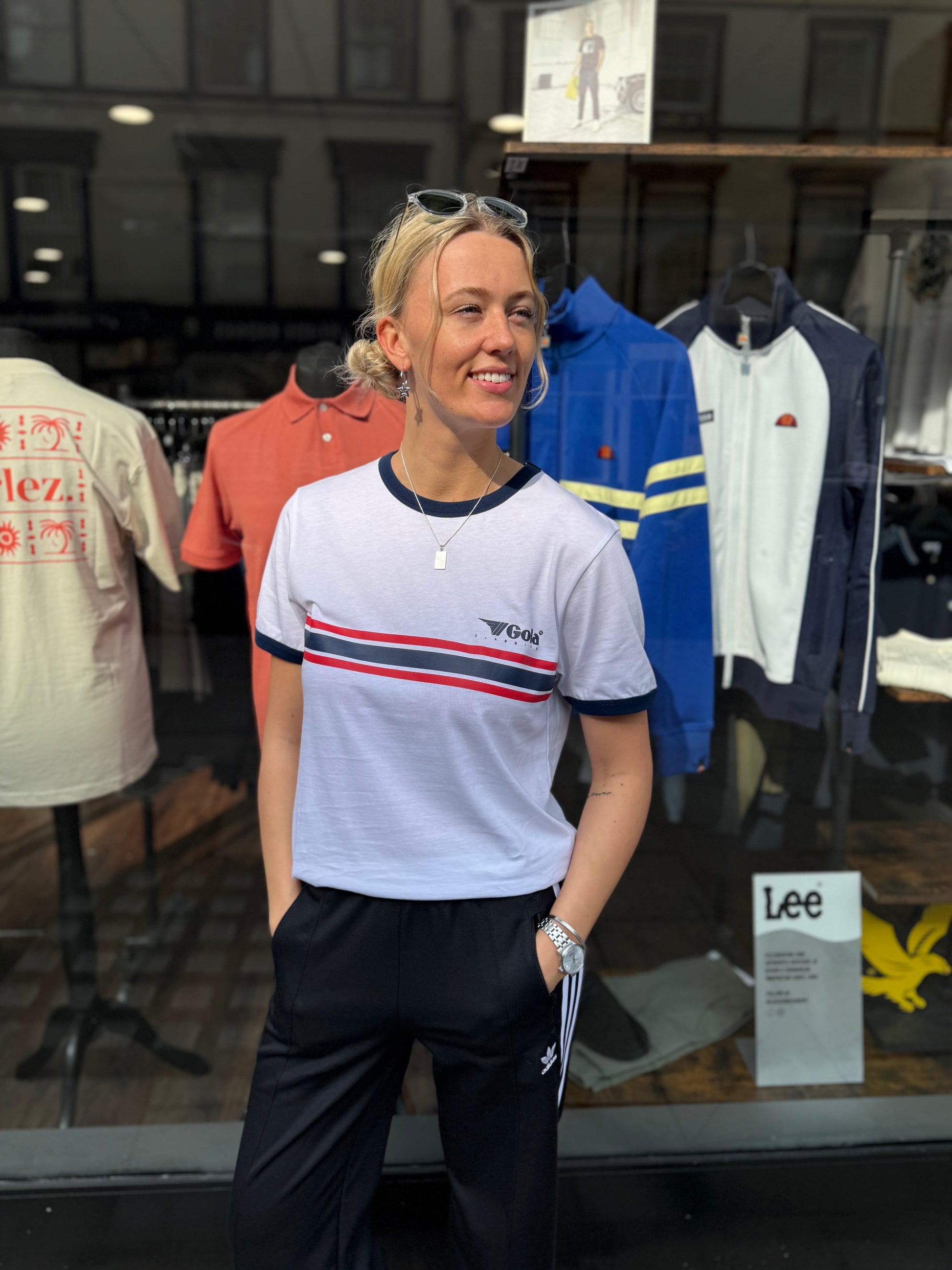 Gola Stripe Logo T-Shirt White - RD1 Clothing