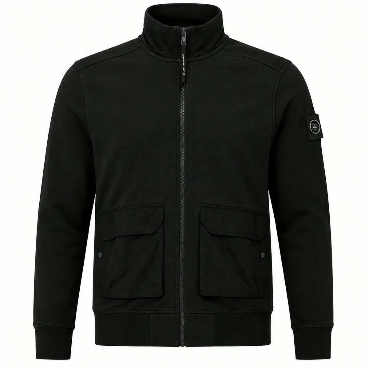 Marshall Artist Streatham full zip sweatshirt in black, made of comfortable jumper fabric, with a front zipper and casual style.