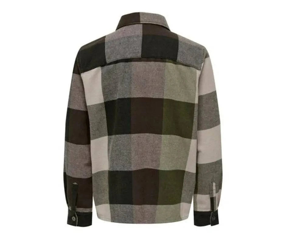 Only & Sons Balo Check Overshirt In Dusty Olive - RD1 Clothing