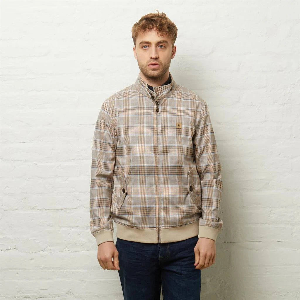 Gabicci Hadrian Paisley Lined Check Jacket Latte - RD1 Clothing
