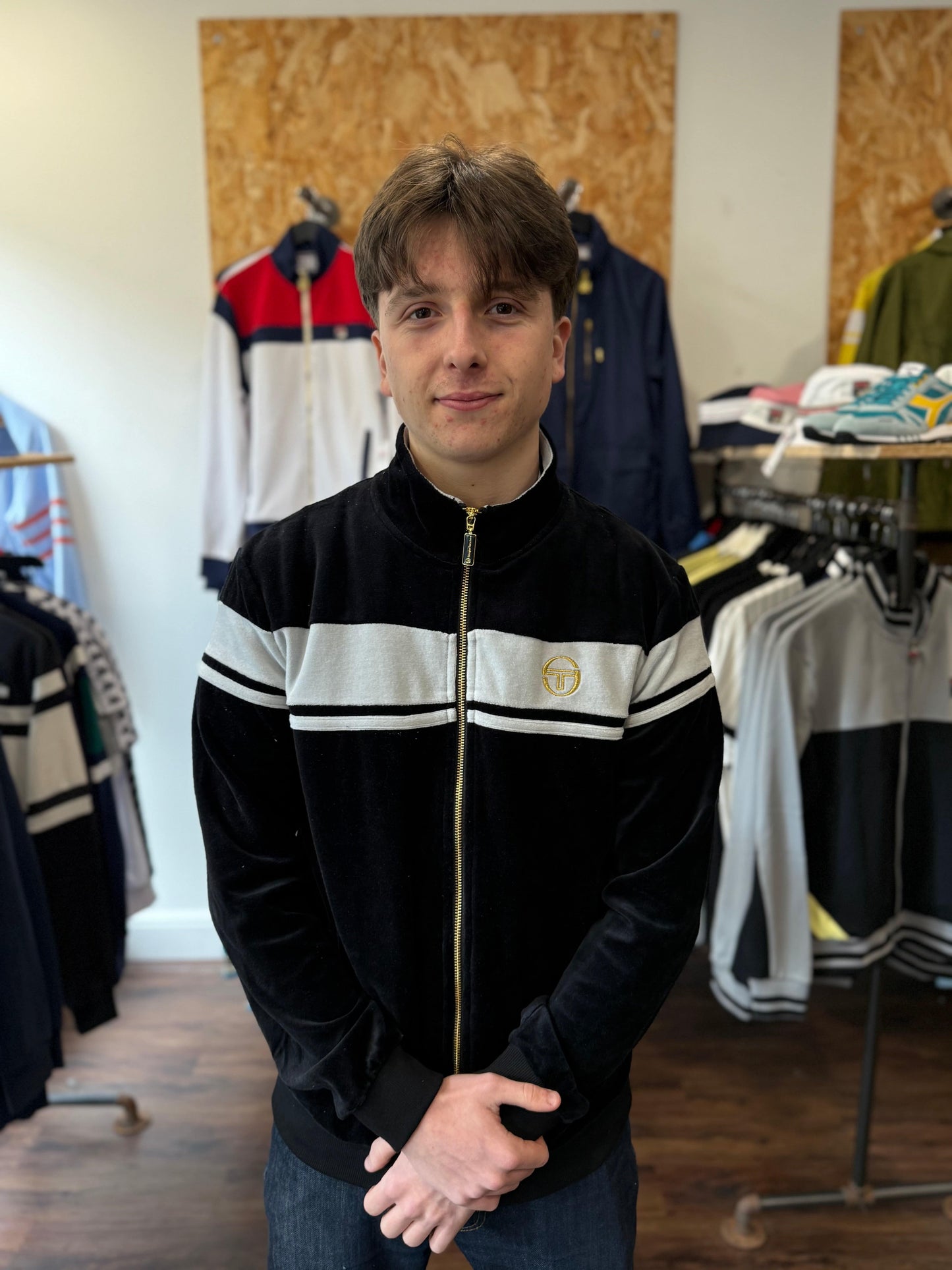 Sergio Tacchini Damarindo Velour Track Top in Black - RD1 Clothing