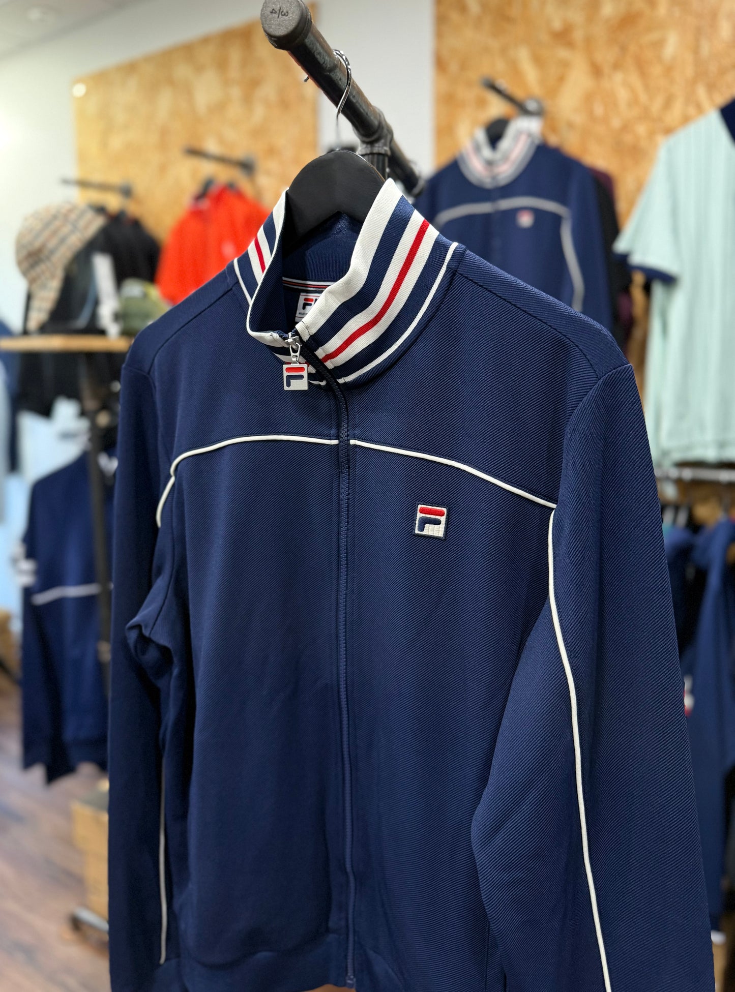 Fila Vintage Federico Tipped Neck Track Top Navy - RD1 Clothing