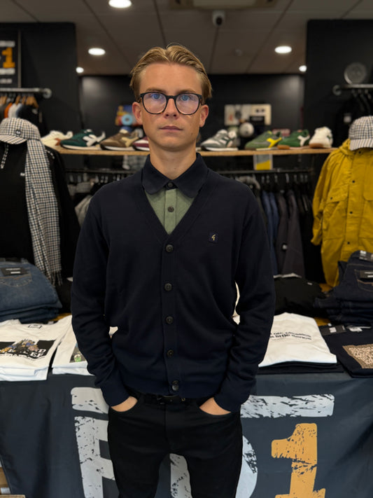 Gabicci Vintage Macklin Longsleeve Button Through Cardigan Navy