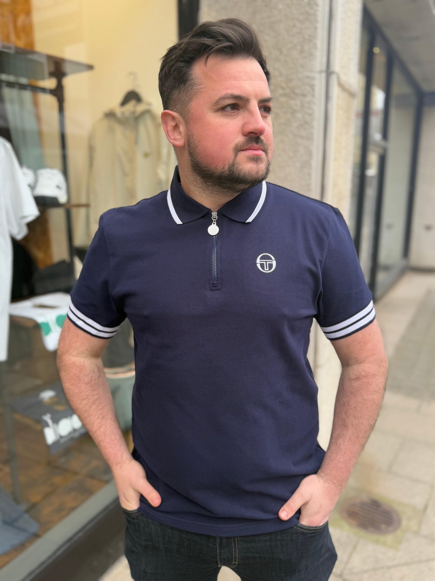 Sergio Tacchini New Iceberg Polo Shirt Maritime Blue/White - RD1 Clothing