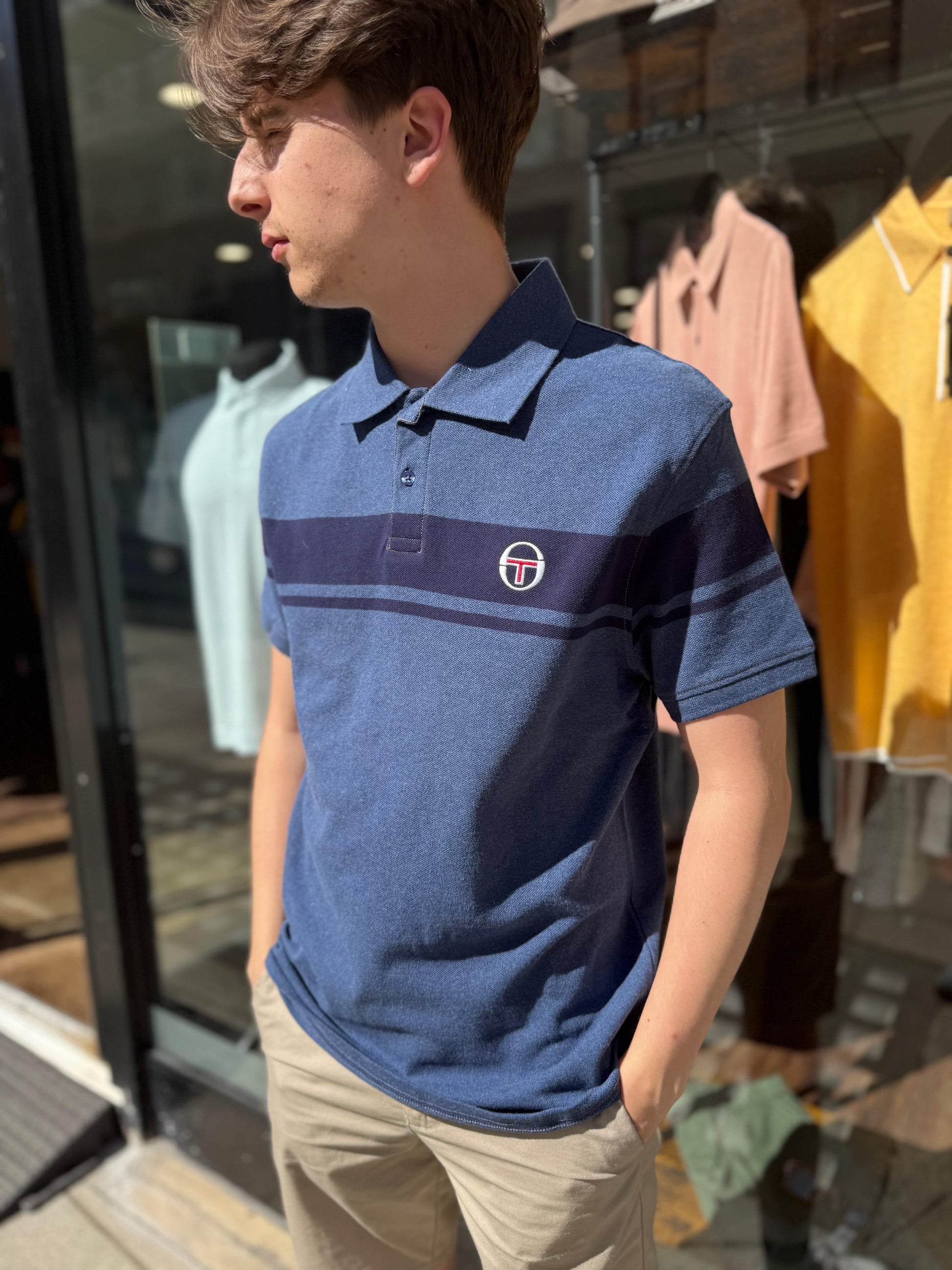 Sergio Tacchini DM Young Line Polo Shirt Mid Denim - RD1 Clothing
