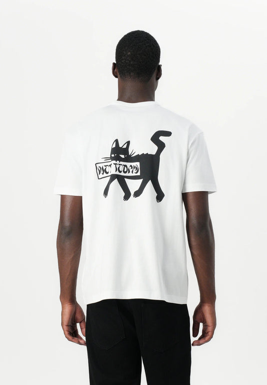 Napapijri BRETBY SS tee in white, casual men's T-shirt with short sleeves and logo detail, on a plain background.