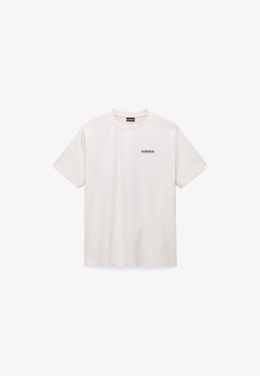 White Napapijri S-Flint T-Shirt with minimalist design, soft fabric, and classic fit, perfect for casual wear.