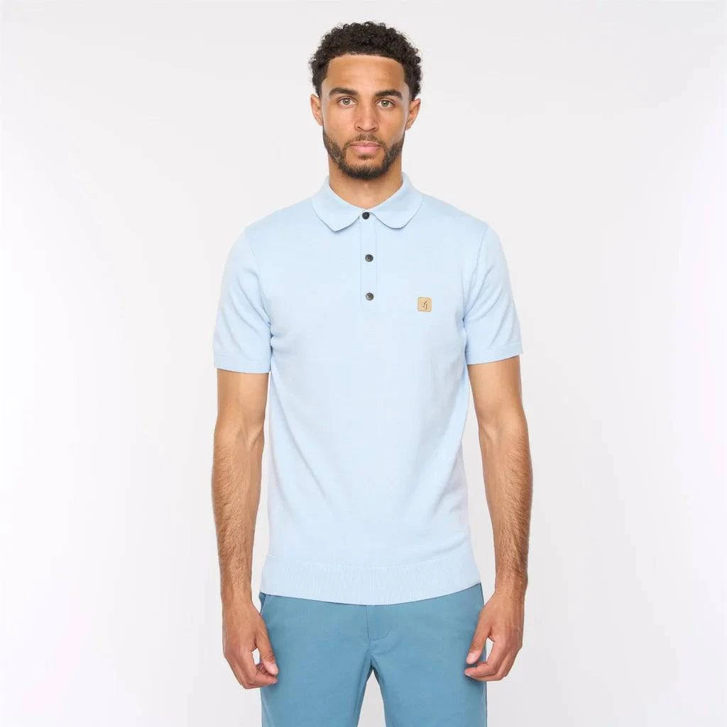Gabicci Vintage Jackson Short Sleeve Plain Knitted Polo Sky Blue - RD1 Clothing