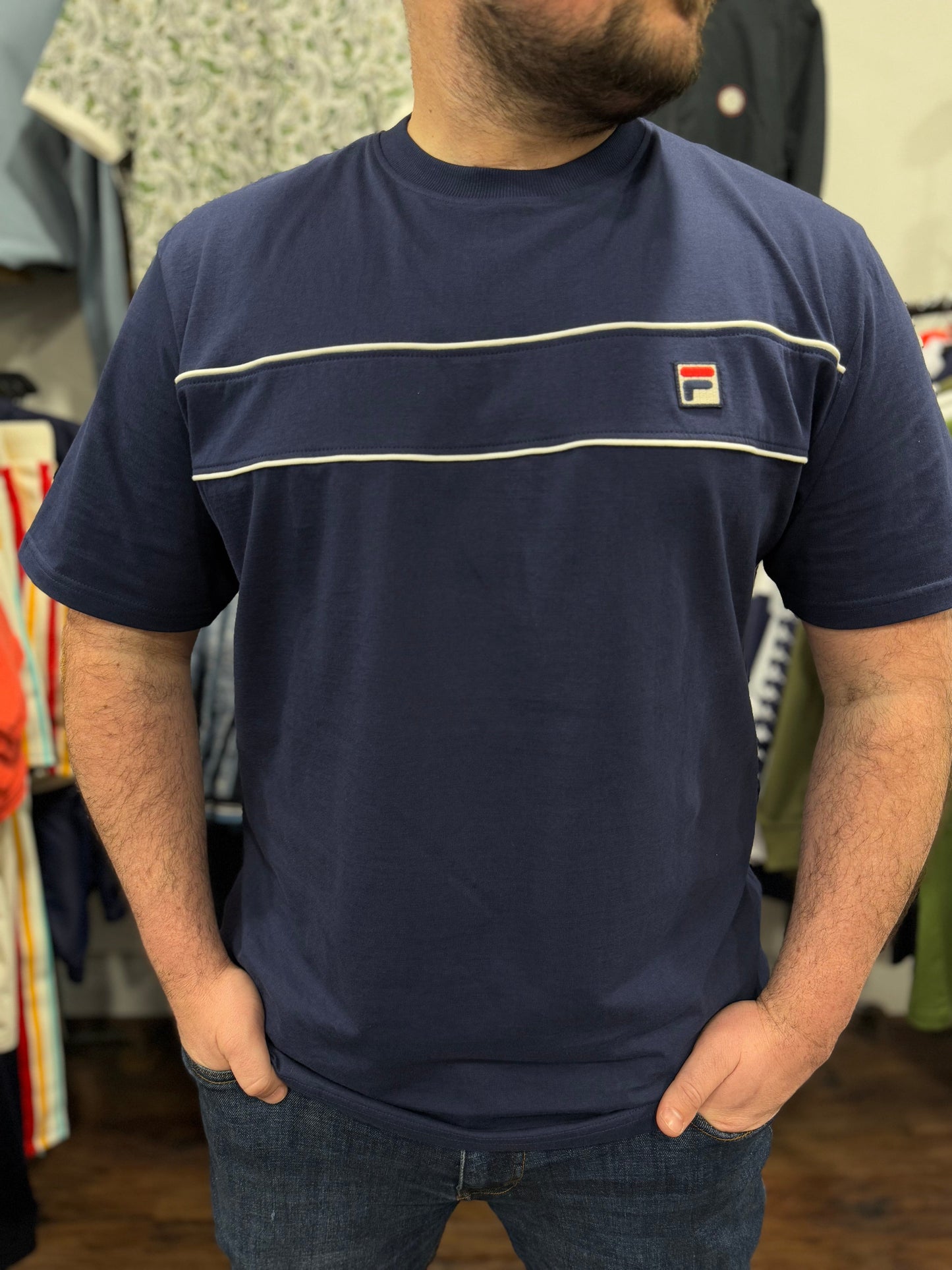 Fila Williams Piping T-Shirt Navy - RD1 Clothing