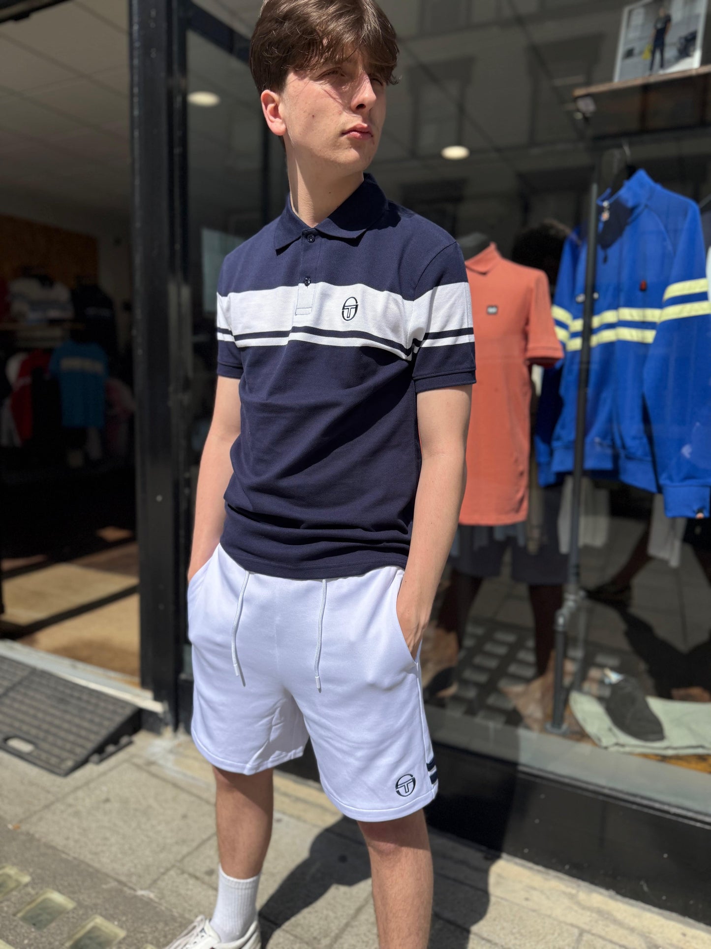 Sergio Tacchini New Orion Jogger Sweat Short White/Maritime Blue - RD1 Clothing