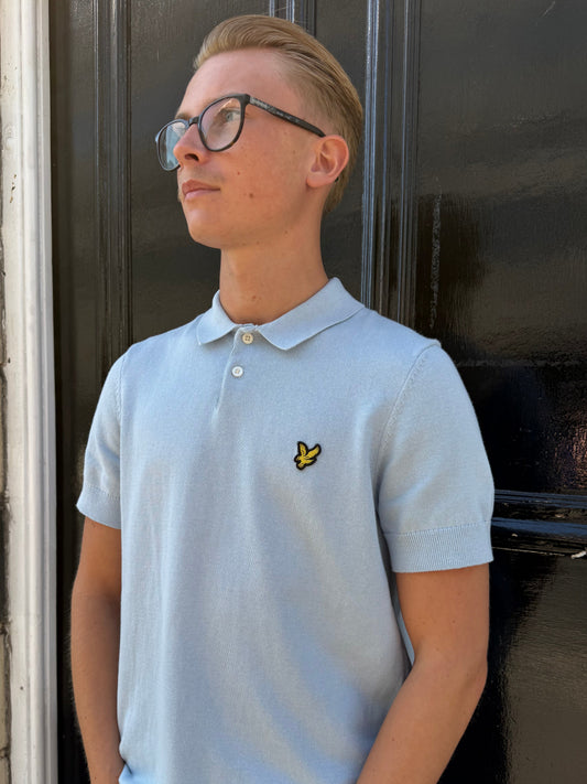 Lyle & Scott Short Sleeve Knitted Polo Opal Blue