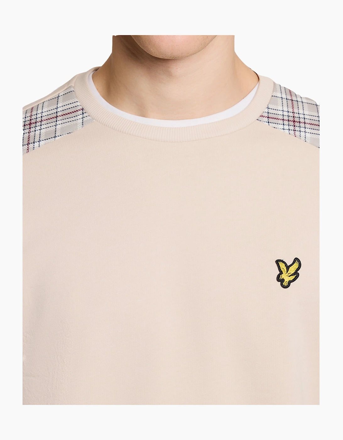 Lyle & Scott check panelled crewneck sweatshirt featuring a classic design and cozy fabric, ideal for casual wear.