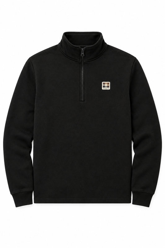 Aquascutum Active Badge Quarter Zip Fleece Black